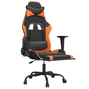 Sedia Gaming Massaggio Poggiapiedi Nero e Arancione Similpelle 345417