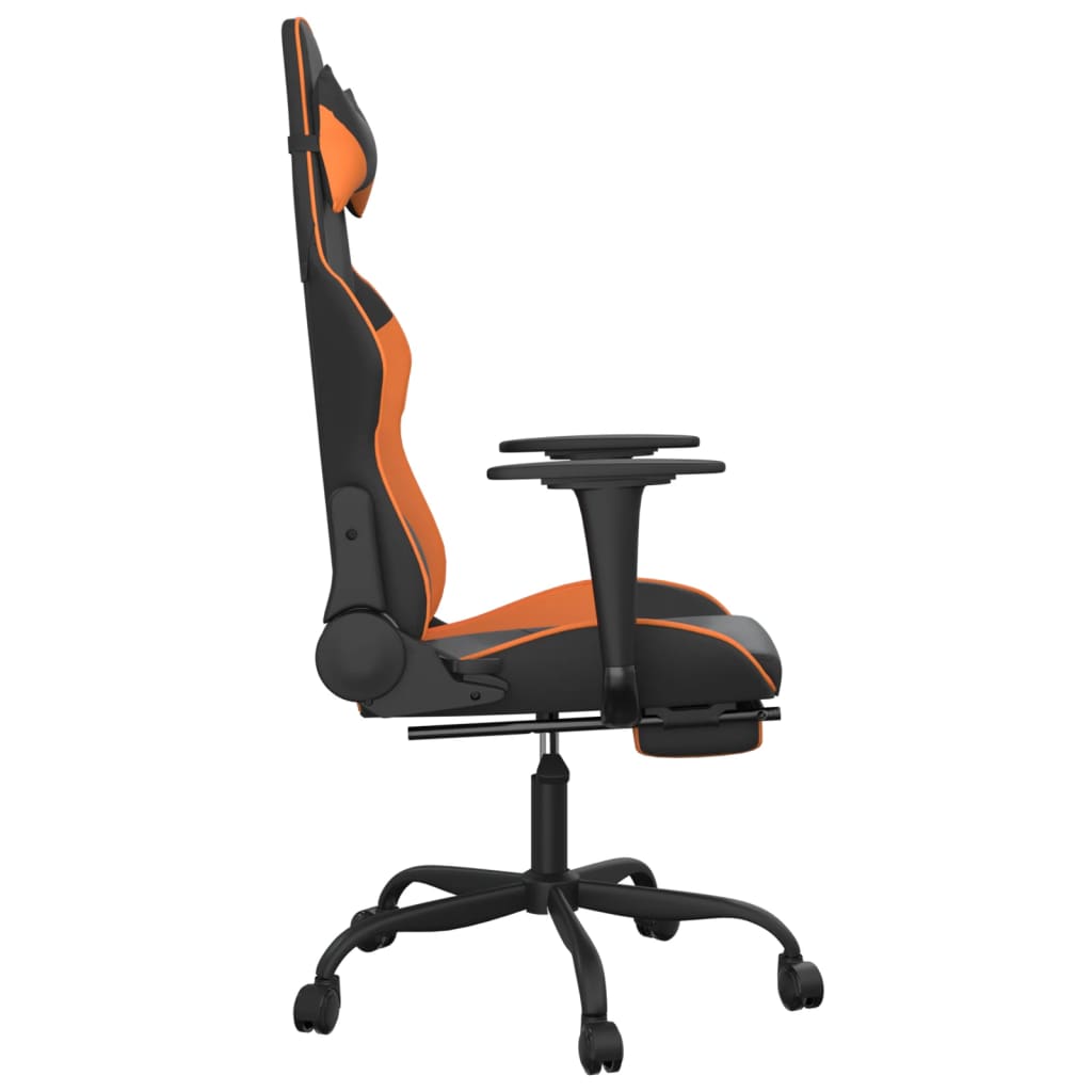 Sedia Gaming Massaggio Poggiapiedi Nero e Arancione Similpelle 345417