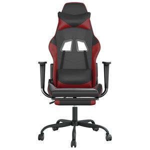 Sedia Gaming Massaggio Poggiapiedi Nero e Rosso Vino Similpelle cod mxl 61557