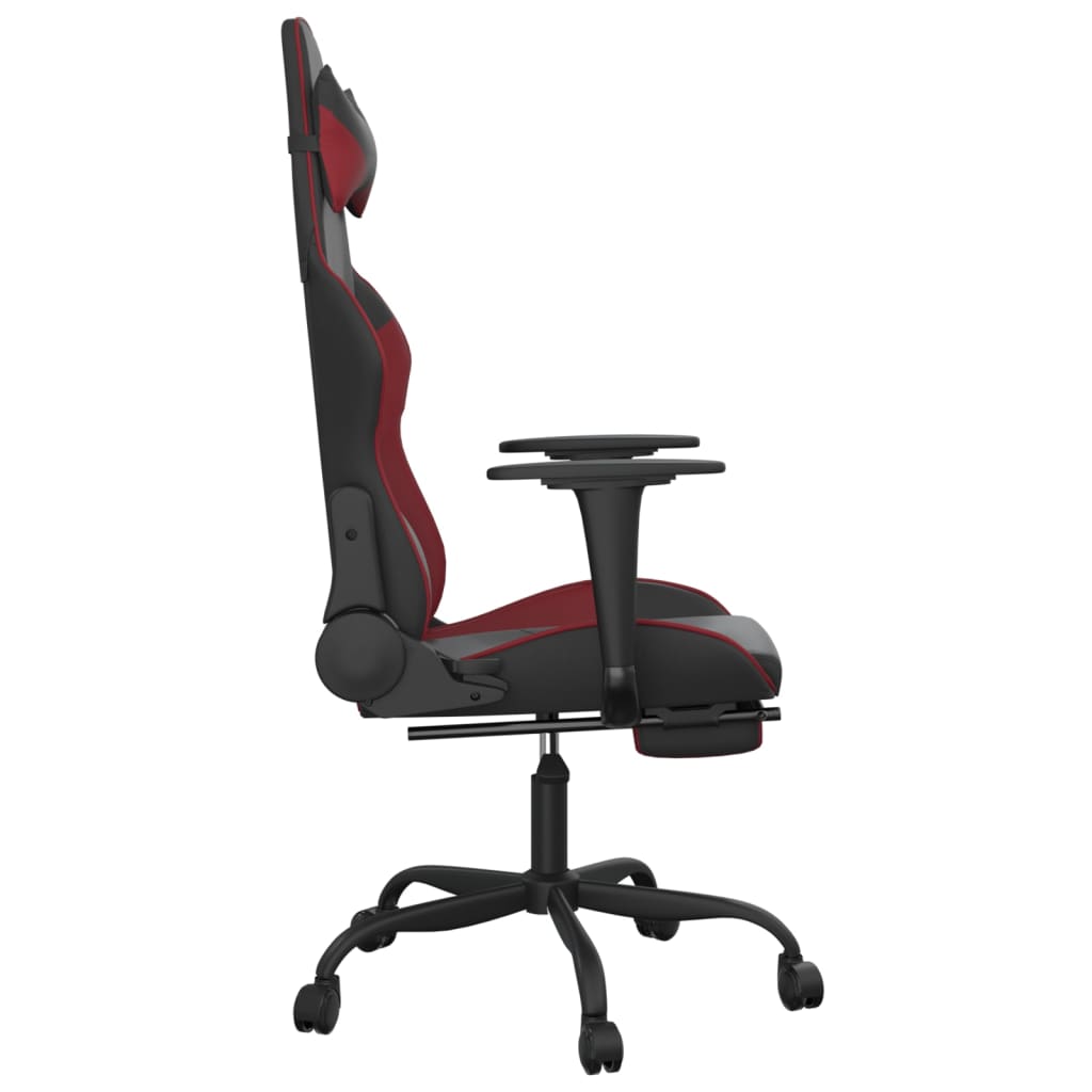 Sedia Gaming Massaggio Poggiapiedi Nero e Rosso Vino Similpelle cod mxl 61557