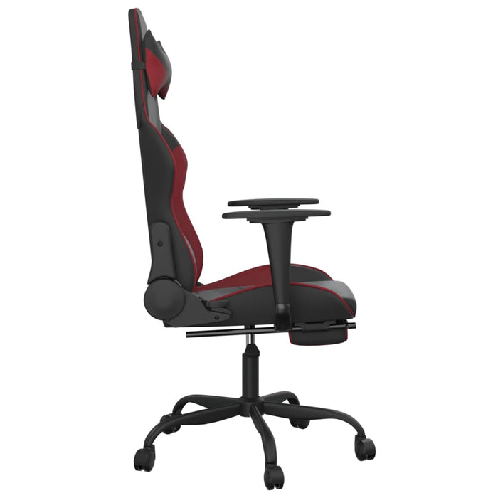 Sedia Gaming Massaggio Poggiapiedi Nero e Rosso Vino Similpelle cod mxl 61557