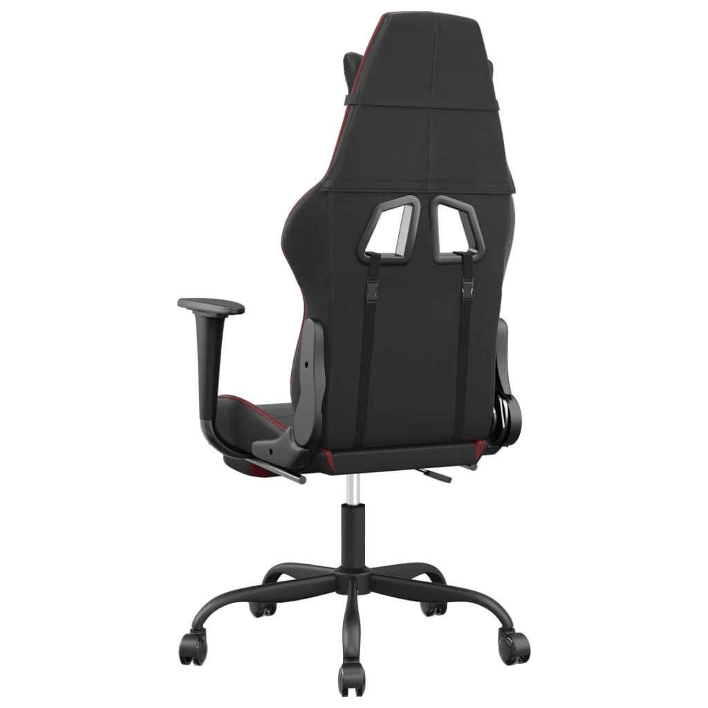 Sedia Gaming Massaggio Poggiapiedi Nero e Rosso Vino Similpelle cod mxl 61557