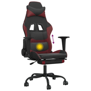 Sedia Gaming Massaggio Poggiapiedi Nero e Rosso Vino Similpelle cod mxl 61557