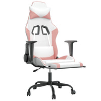 Sedia da Gaming Massaggio Poggiapiedi Bianco e Rosa Similpelle cod mxl 58635