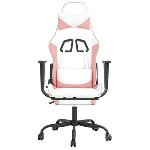 Sedia da Gaming Massaggio Poggiapiedi Bianco e Rosa Similpelle 345420