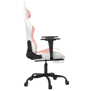 Sedia da Gaming Massaggio Poggiapiedi Bianco e Rosa Similpelle cod mxl 58635