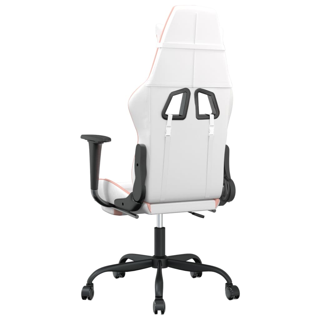 Sedia da Gaming Massaggio Poggiapiedi Bianco e Rosa Similpelle cod mxl 58635