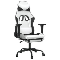 Sedia da Gaming Massaggio Poggiapiedi Bianco e Nero Similpelle cod mxl 58628