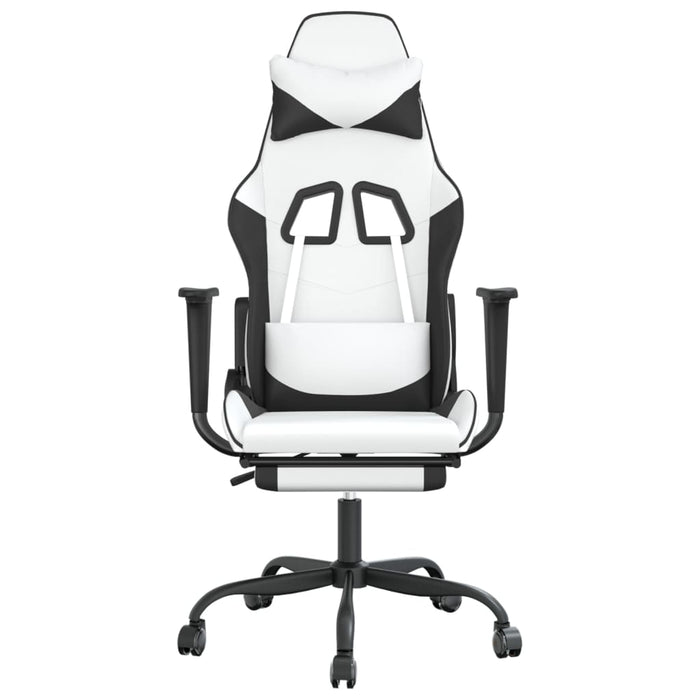 Sedia da Gaming Massaggio Poggiapiedi Bianco e Nero Similpelle cod mxl 58628