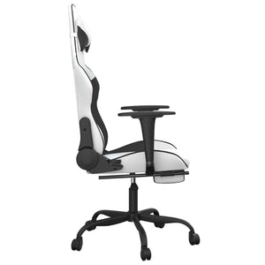 Sedia da Gaming Massaggio Poggiapiedi Bianco e Nero Similpelle cod mxl 58628