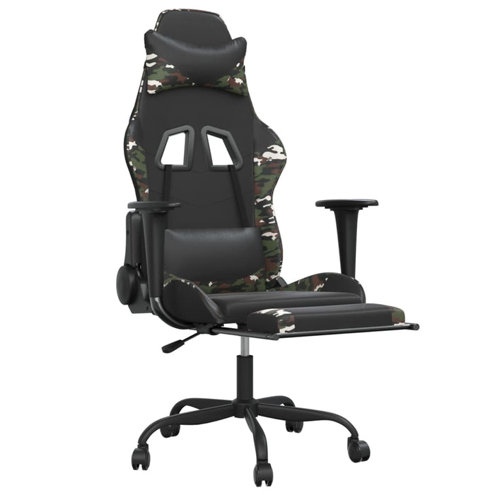 Sedia Gaming Massaggio Poggiapiedi Nero e Mimetico Similpellecod mxl 71502