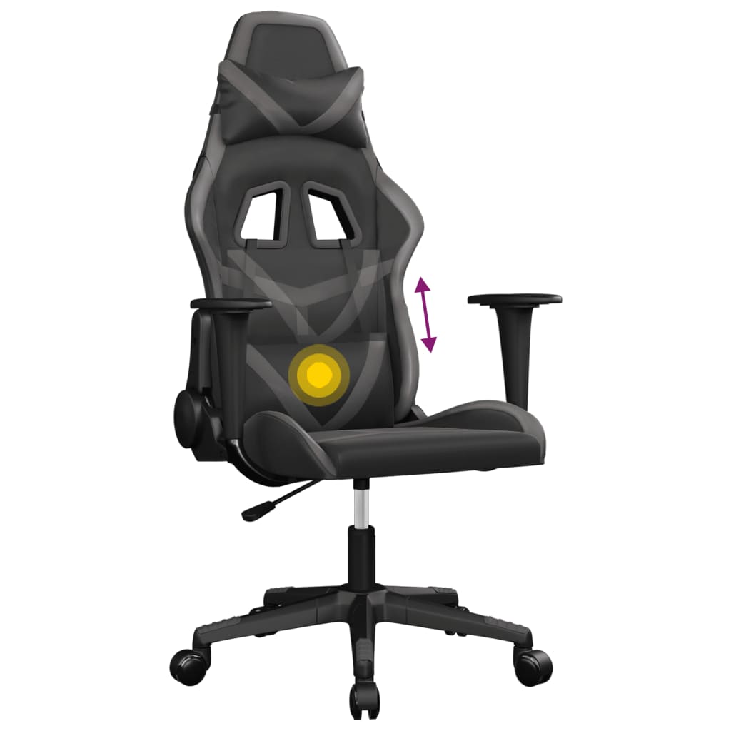 Sedia da Gaming Massaggiante Nero e Grigio in Similpelle 345427