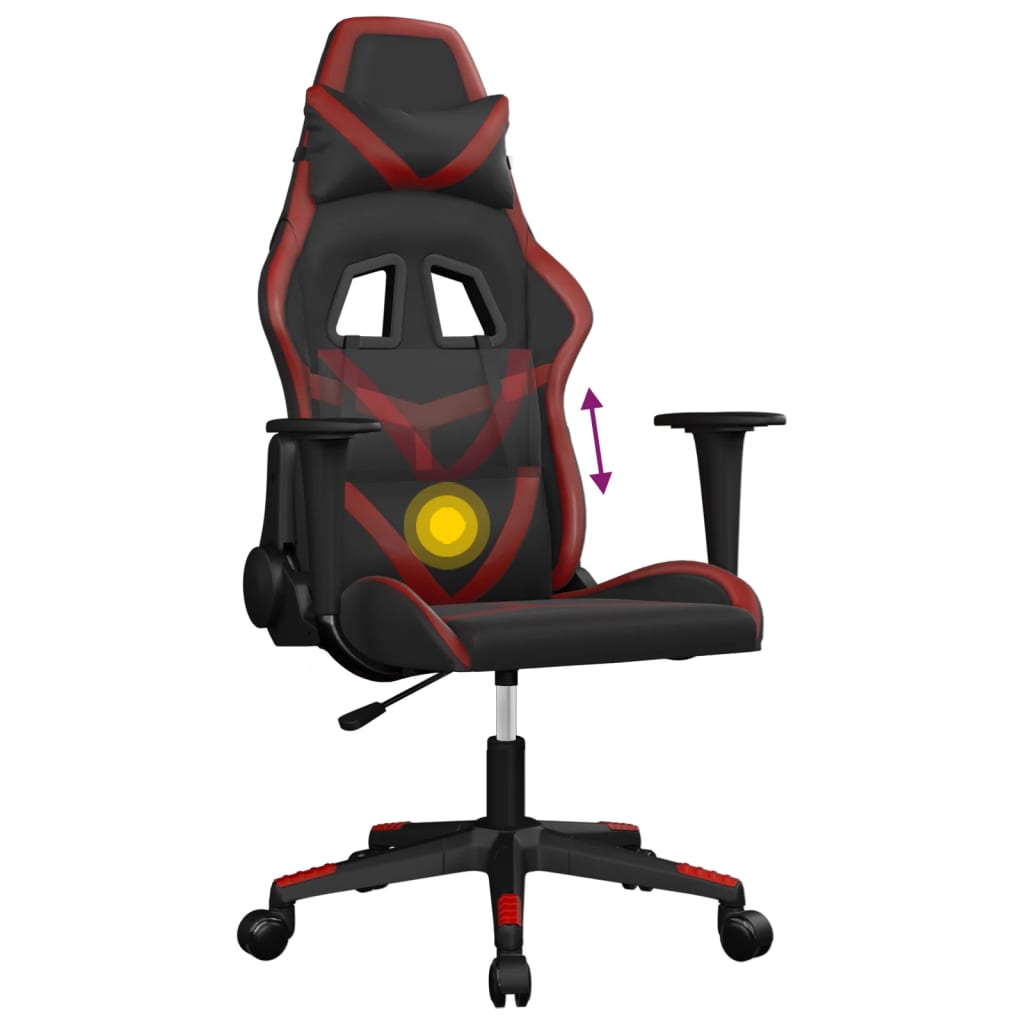 Sedia Gaming Massaggio Nero e Rosso Vino in Similpelle 345430