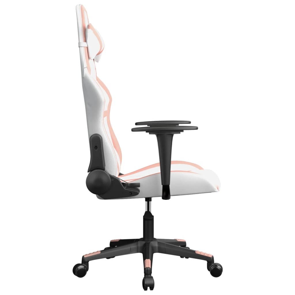 Sedia da Gaming Massaggiante Bianco e Rosa in Similpelle 345431