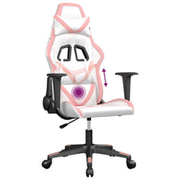 Sedia da Gaming Massaggiante Bianco e Rosa in Similpelle 345431