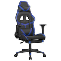 Sedia da Gaming Massaggiante Poggiapiedi Nero e Blu Similpelle 345434