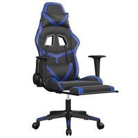 Sedia da Gaming Massaggiante Poggiapiedi Nero e Blu Similpelle cod mxl 71476