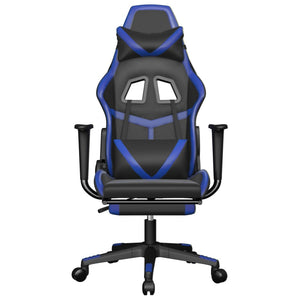 Sedia da Gaming Massaggiante Poggiapiedi Nero e Blu Similpelle 345434