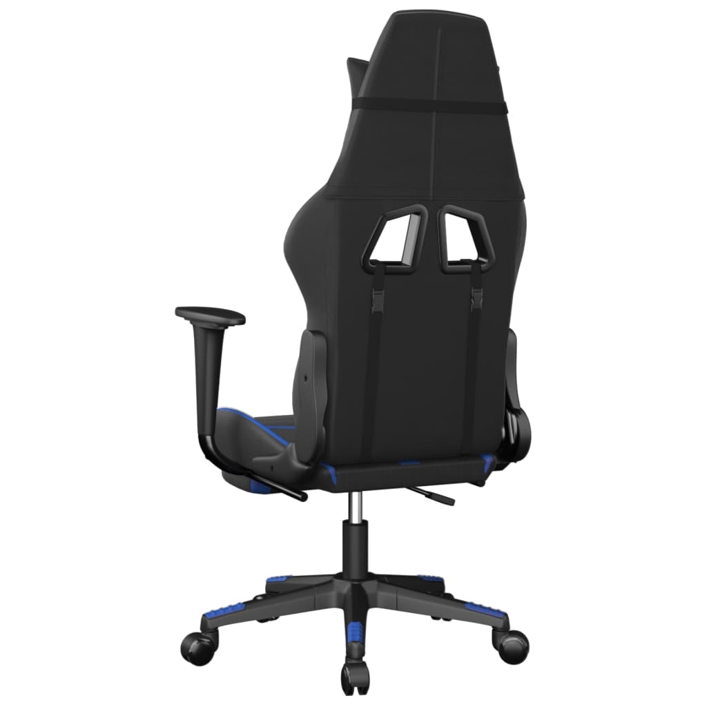 Sedia da Gaming Massaggiante Poggiapiedi Nero e Blu Similpelle cod mxl 71476