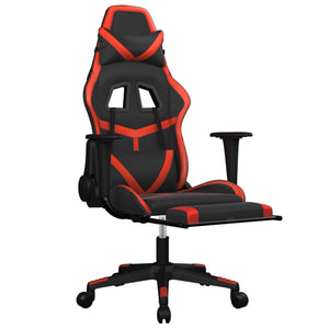 Sedia da Gaming Massaggio Poggiapiedi Nero e Rosso Similpelle cod mxl 71863