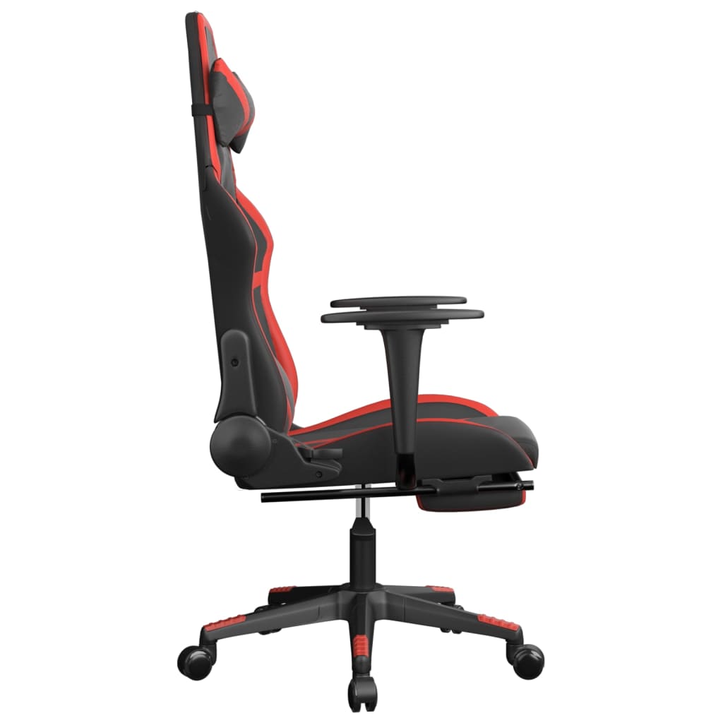 Sedia da Gaming Massaggio Poggiapiedi Nero e Rosso Similpelle cod mxl 71863