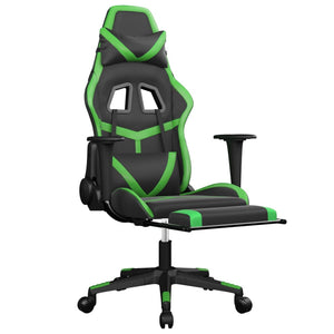 Sedia da Gaming Massaggio Poggiapiedi Nero e Verde Similpelle 345437