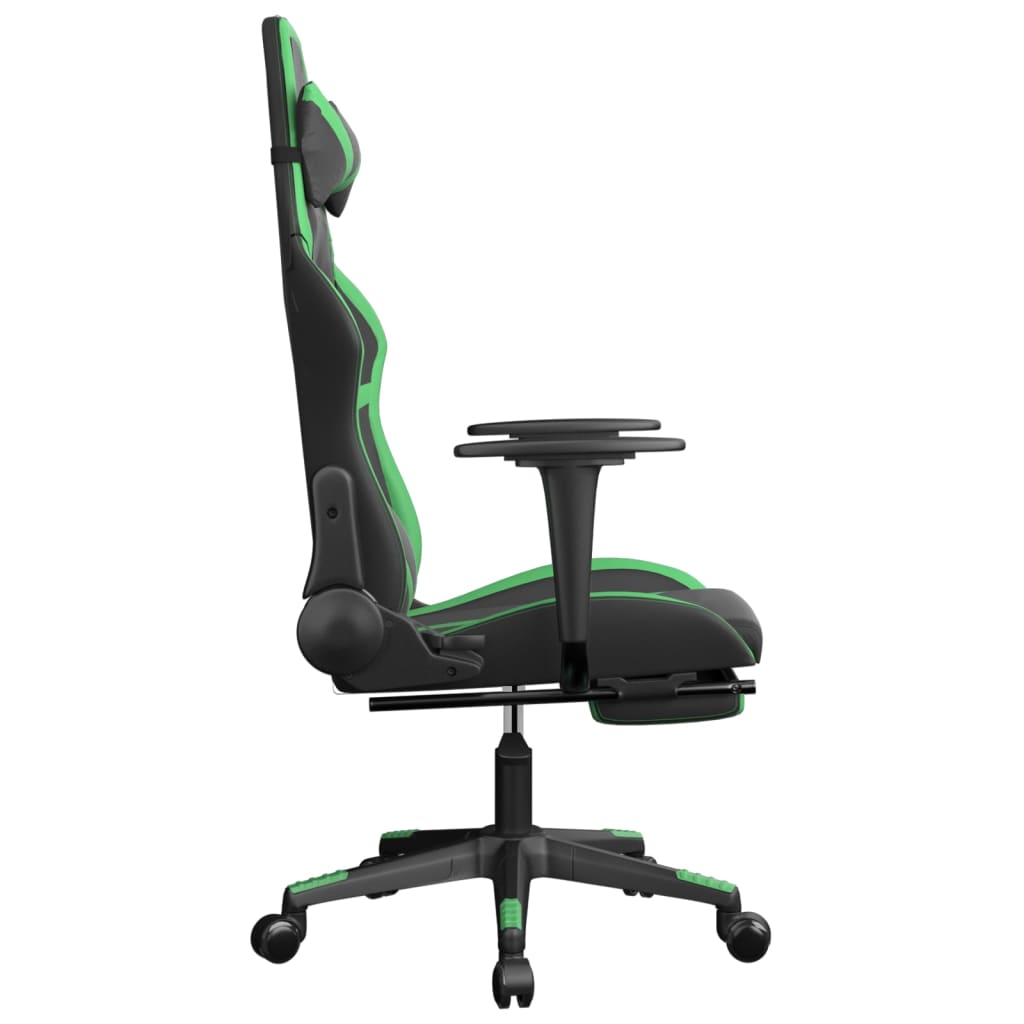 Sedia da Gaming Massaggio Poggiapiedi Nero e Verde Similpelle 345437