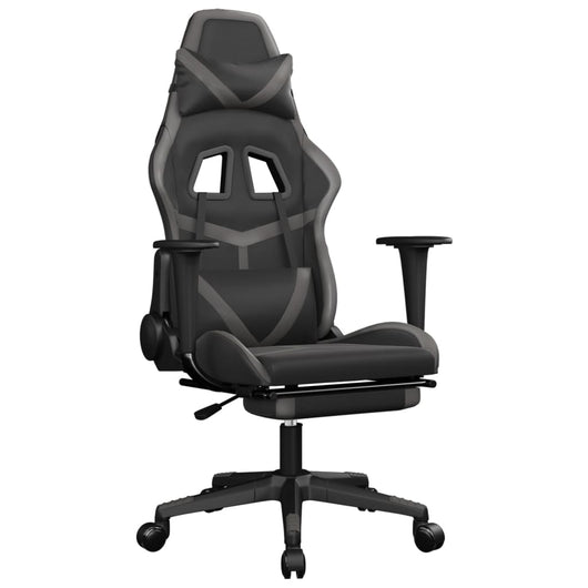 Sedia da Gaming Massaggio Poggiapiedi Nero e Grigio Similpelle 345438