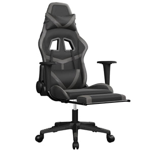 Sedia da Gaming Massaggio Poggiapiedi Nero e Grigio Similpelle cod mxl 58629