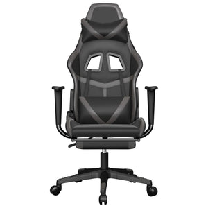 Sedia da Gaming Massaggio Poggiapiedi Nero e Grigio Similpelle cod mxl 58629