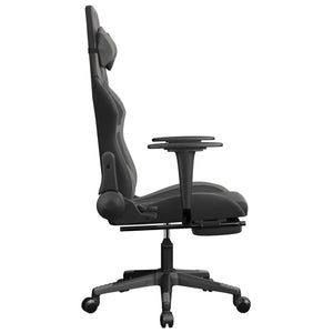 Sedia da Gaming Massaggio Poggiapiedi Nero e Grigio Similpelle cod mxl 58629