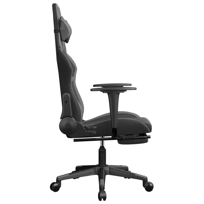 Sedia da Gaming Massaggio Poggiapiedi Nero e Grigio Similpelle 345438