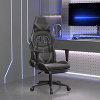 Sedia da Gaming Massaggio Poggiapiedi Nero e Grigio Similpelle cod mxl 58629