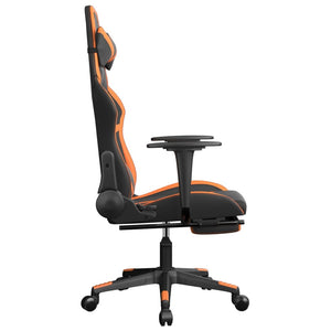 Sedia Gaming Massaggio Poggiapiedi Nero e Arancione Similpelle 345440