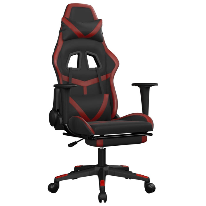 Sedia Gaming Massaggio Poggiapiedi Nero e Rosso Vino Similpellecod mxl 78612