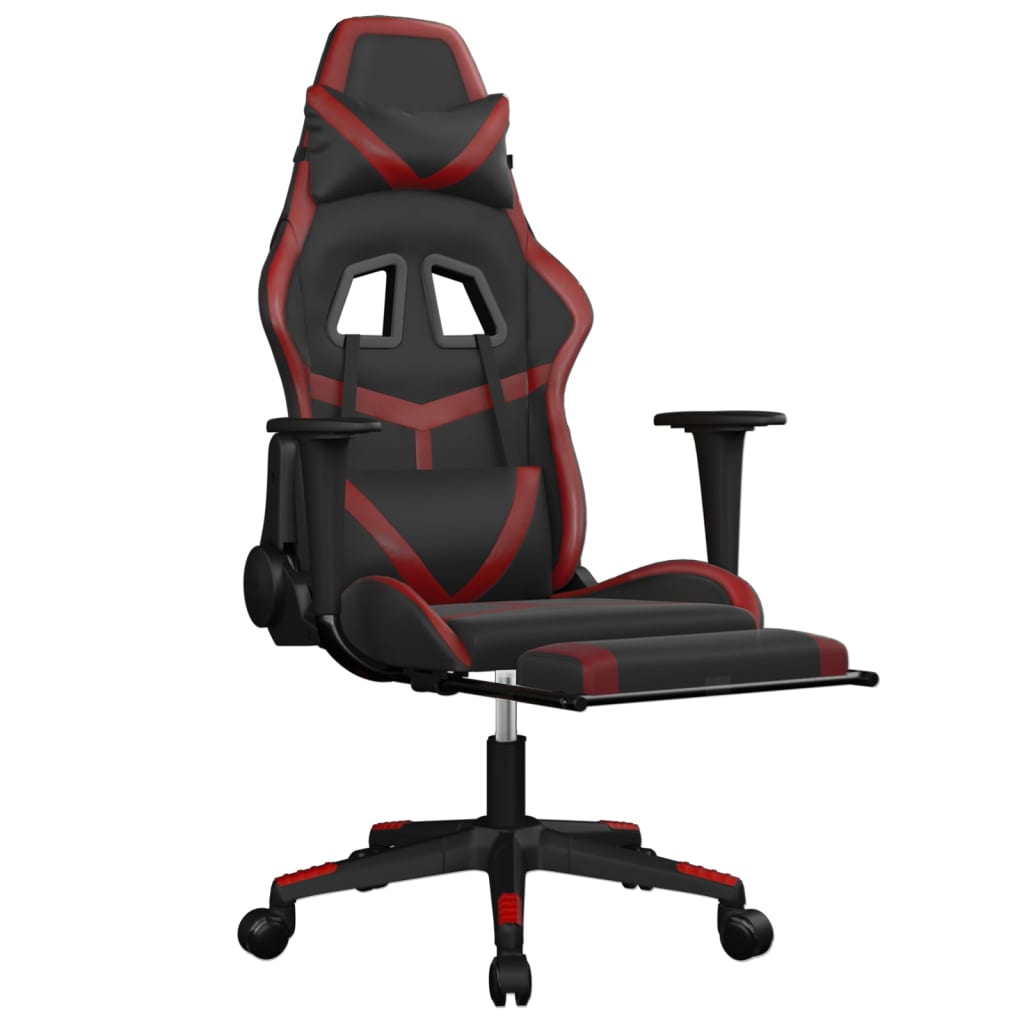 Sedia Gaming Massaggio Poggiapiedi Nero e Rosso Vino Similpellecod mxl 78612