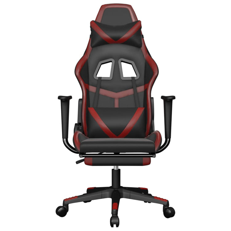 Sedia Gaming Massaggio Poggiapiedi Nero e Rosso Vino Similpelle 345441