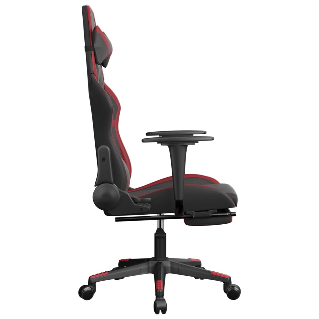 Sedia Gaming Massaggio Poggiapiedi Nero e Rosso Vino Similpelle 345441