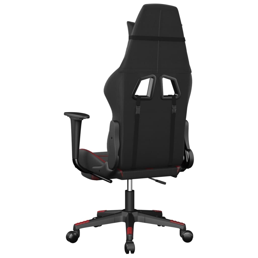 Sedia Gaming Massaggio Poggiapiedi Nero e Rosso Vino Similpelle 345441