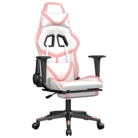 Sedia da Gaming Massaggio Poggiapiedi Bianco e Rosa Similpelle cod mxl 58632