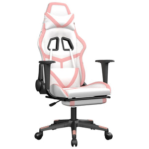 Sedia da Gaming Massaggio Poggiapiedi Bianco e Rosa Similpelle cod mxl 58632