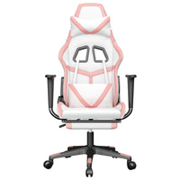 Sedia da Gaming Massaggio Poggiapiedi Bianco e Rosa Similpelle cod mxl 58632