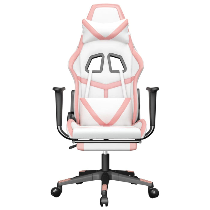 Sedia da Gaming Massaggio Poggiapiedi Bianco e Rosa Similpelle cod mxl 58632