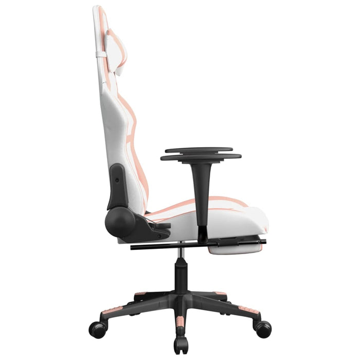 Sedia da Gaming Massaggio Poggiapiedi Bianco e Rosa Similpelle cod mxl 58632