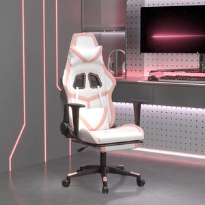 Sedia da Gaming Massaggio Poggiapiedi Bianco e Rosa Similpelle cod mxl 58632