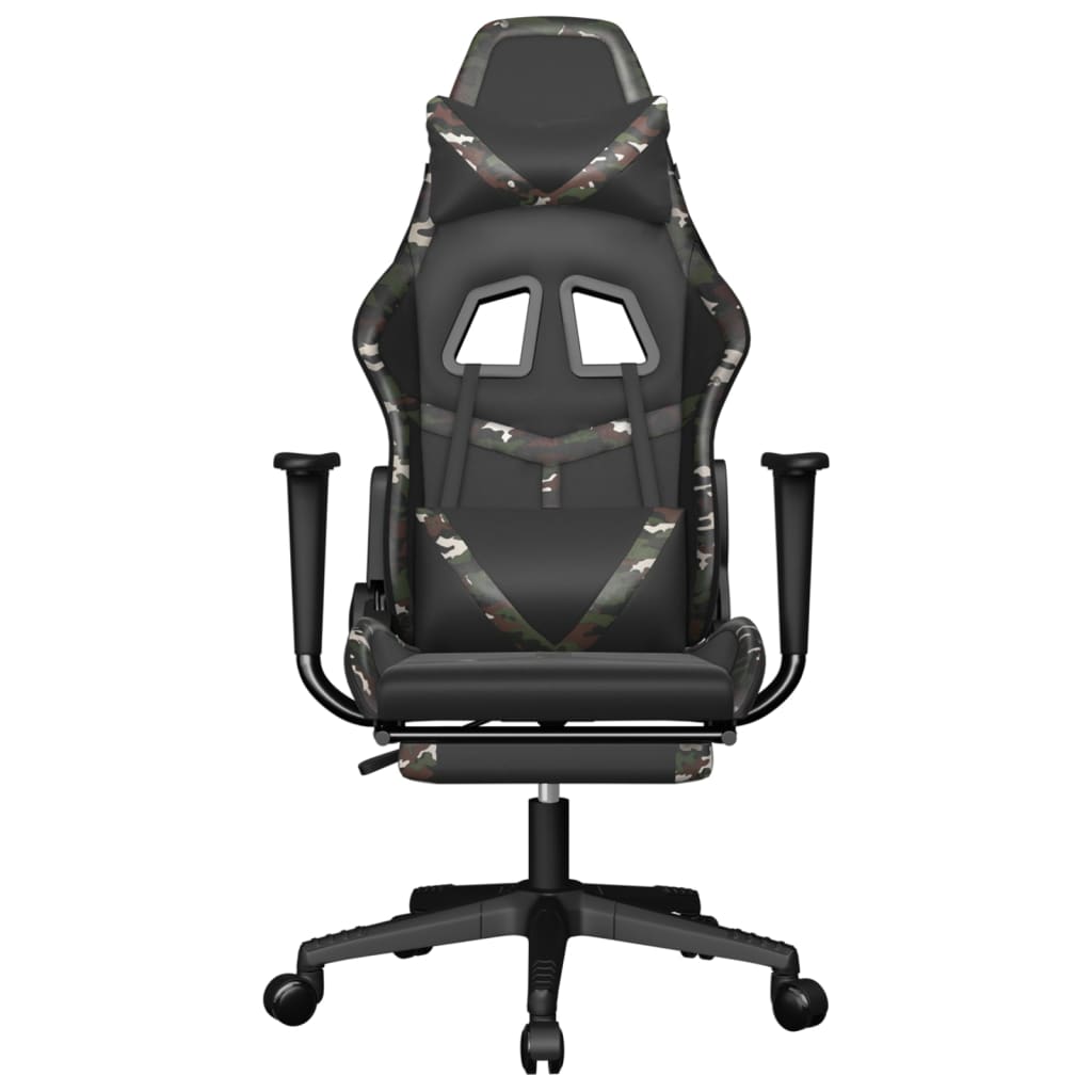 Sedia Gaming Massaggio Poggiapiedi Nero e Mimetico Similpelle cod mxl 71861