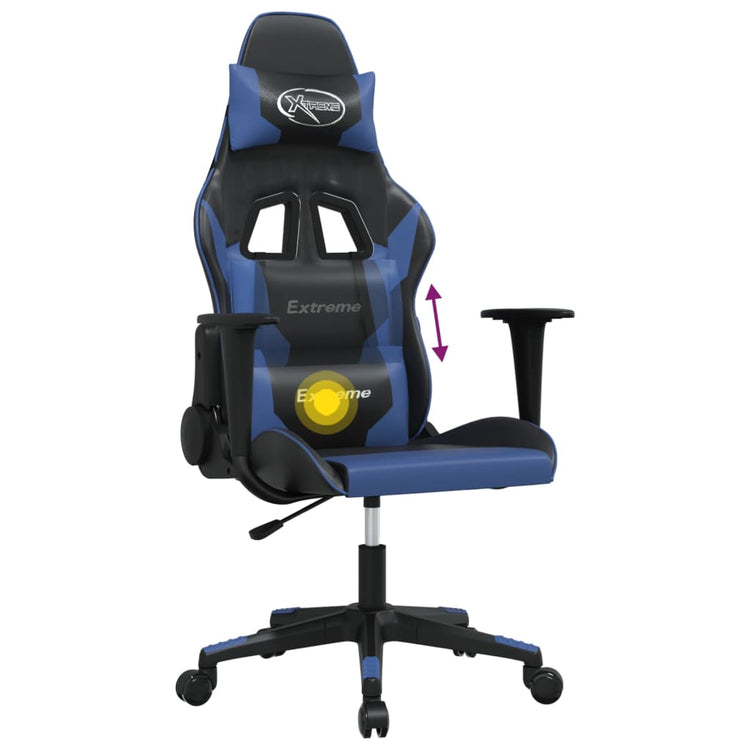 Sedia da Gaming Massaggiante Nero e Blu in Similpelle 345445