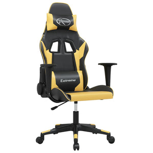 Sedia da Gaming Massaggiante Nero e Oro in Similpelle 345447