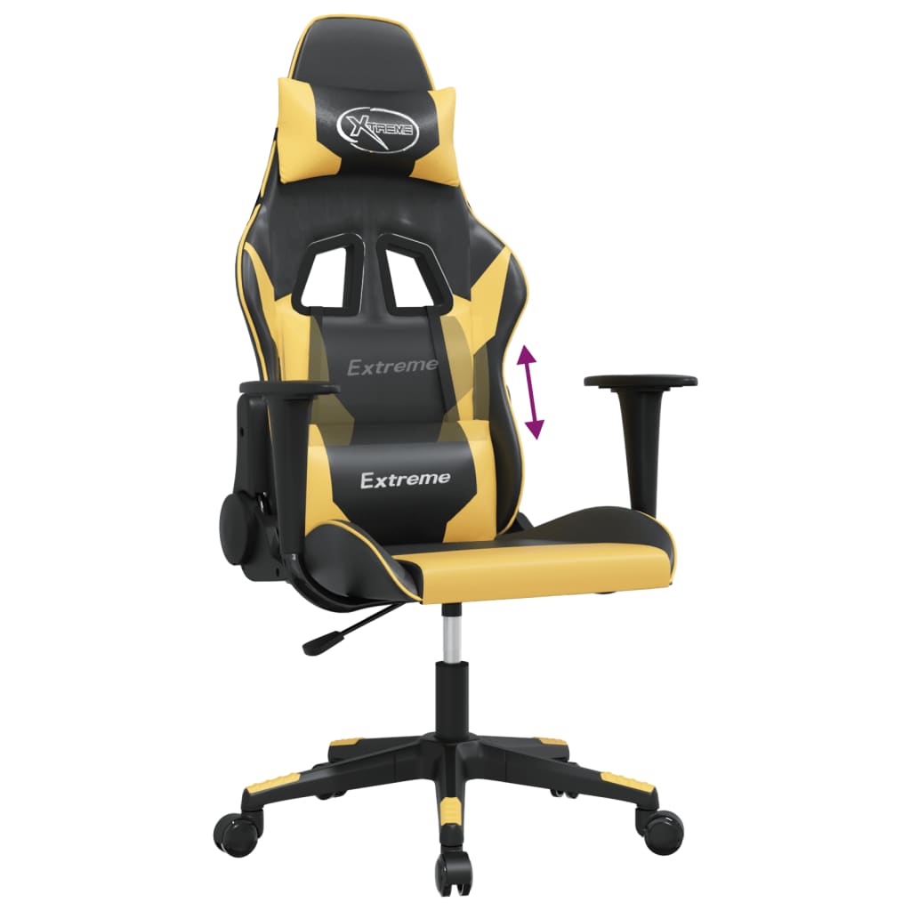 Sedia da Gaming Massaggiante Nero e Oro in Similpelle 345447