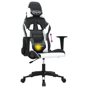 Sedia da Gaming Massaggiante Nera e Bianca in Similpelle 345450